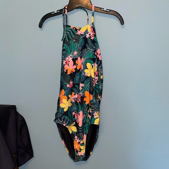 Old Navy Tie Neck Halter Floral Print Bathing Suit Size Medium - Picture 1 of 6